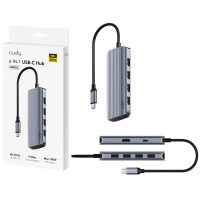 HUB USB-C Cudy 6 em 1 HDMI 4K 4xUSB USB-C UH500