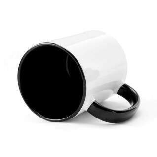Caneca de Cermica Branca com Interior e Ala Preta para Sublimao - 325ml