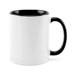 Caneca de Cermica Branca com Interior e Ala Preta para Sublimao - 325ml