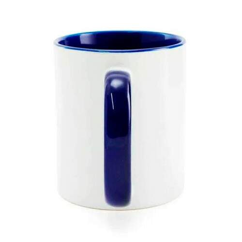 Caneca de Cermica Branca com Interior e Ala Azul Escuro para Sublimao - 325ml