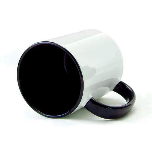 Caneca de Cermica Branca com Interior e Ala Azul Escuro para Sublimao - 325ml