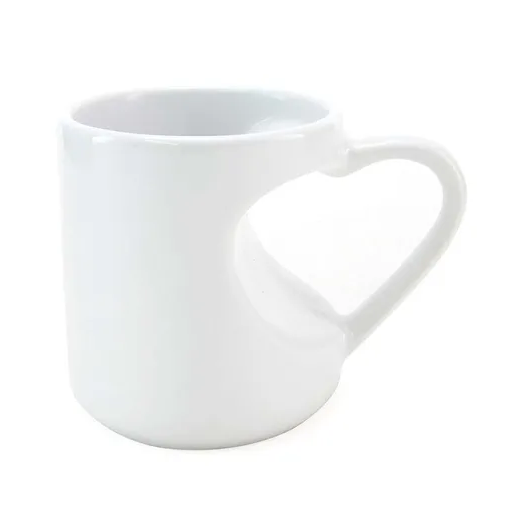 Caneca de Cermica Branca Com Corpo e Ala Corao para Sublimao - 325ml