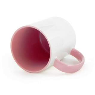 Caneca de Cermica Branca com Interior e Ala Rosa para Sublimao - 325ml