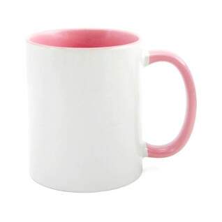 Caneca de Cermica Branca com Interior e Ala Rosa para Sublimao - 325ml