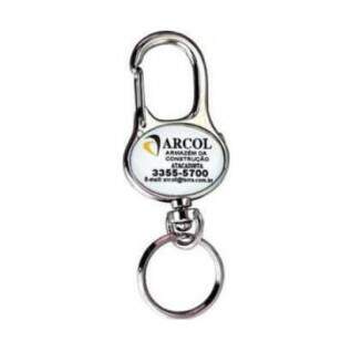 Chaveiro Mosqueto Oval para Personalizar c/ Adesivo - 33x64mm