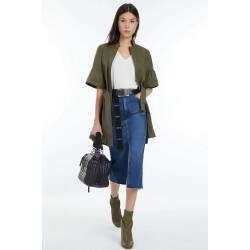 Saia Jeans Animale com Fenda