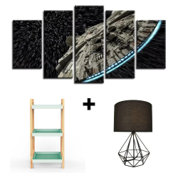Kit Abajur + Estante + Quadro