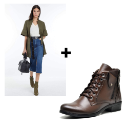 Kit Saia Jeans Feminina + Bota Feminina