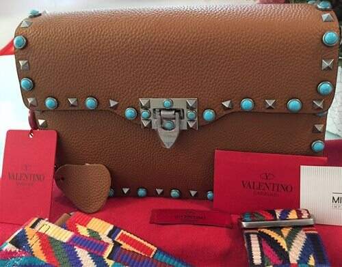 Bolsa Val. Rockstud Rolling Caramelo - Ofertas de Grife