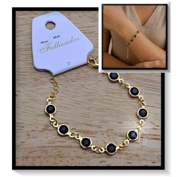 Pulseira Folheada Pedrinha PF235