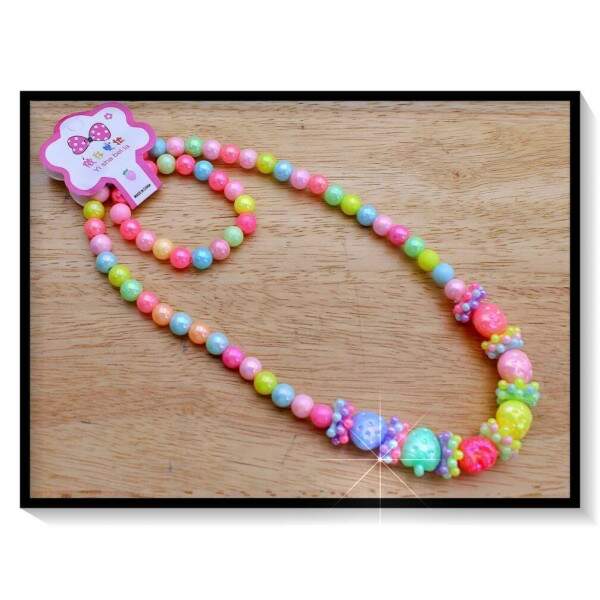 Colar + Pulseira Infantil Acrlica Morango LI4844