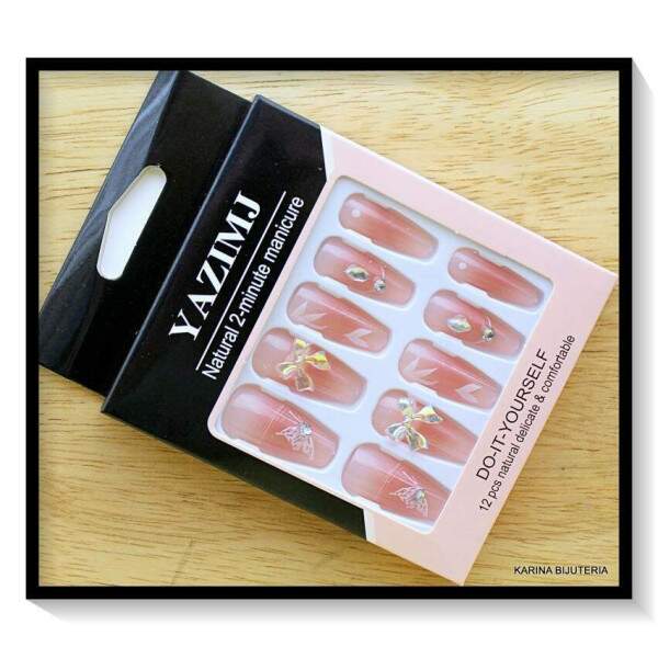 Unha Postia Caixa 3D com 12 Unhas C/ Cola AC-994