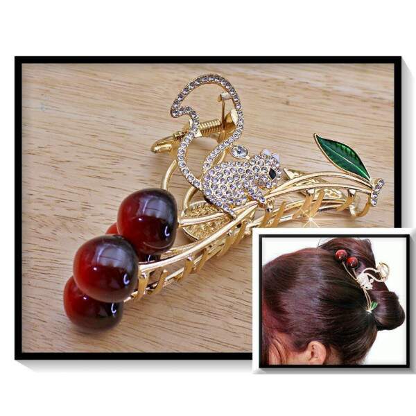 Piranha Metlica Com Pedra Cereja/Strass CA6485