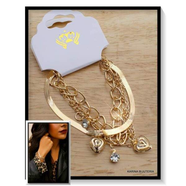 Pulseiras Berloque 4 Voltas Corao PU3074