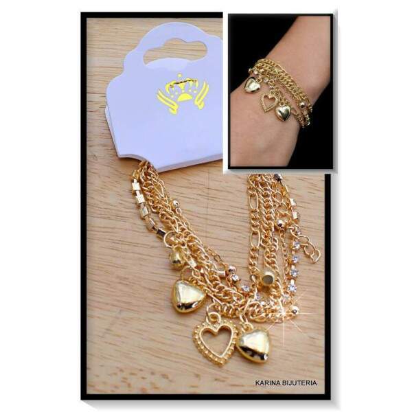 Pulseiras Berloque 4 Voltas Corao PU3076