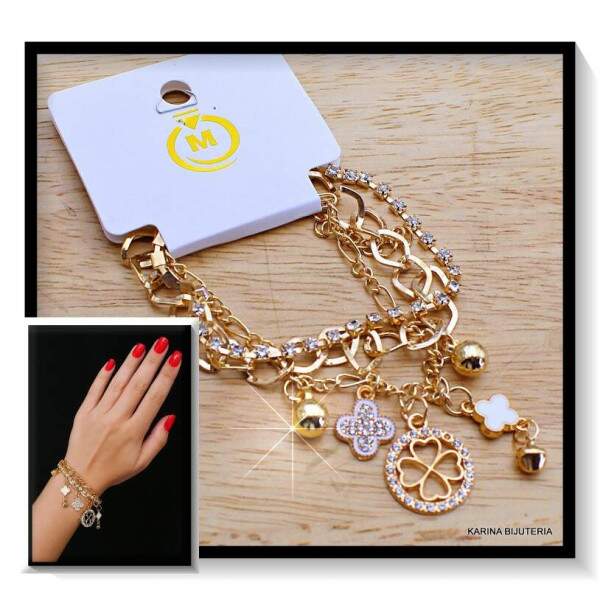Pulseiras Berloque 3 Voltas Trevo PU3086