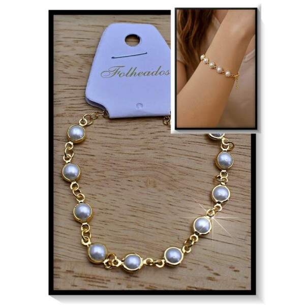 Pulseira Folheada Perola PF240