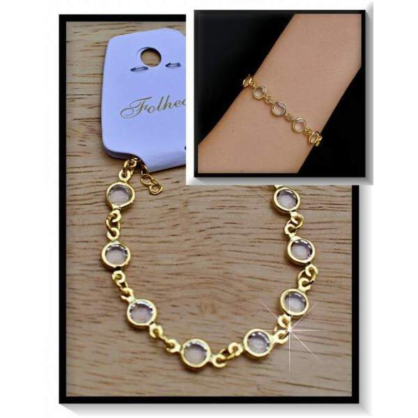 Pulseira Folheada Pedrinha PF244