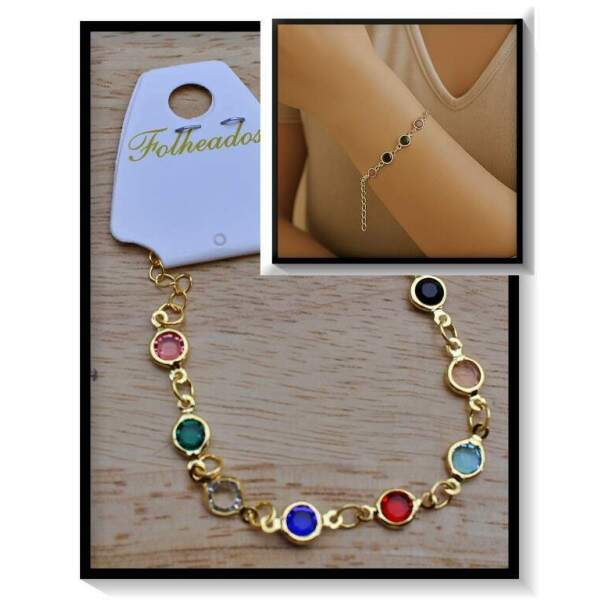 Pulseira Folheada Pedrinha PF245