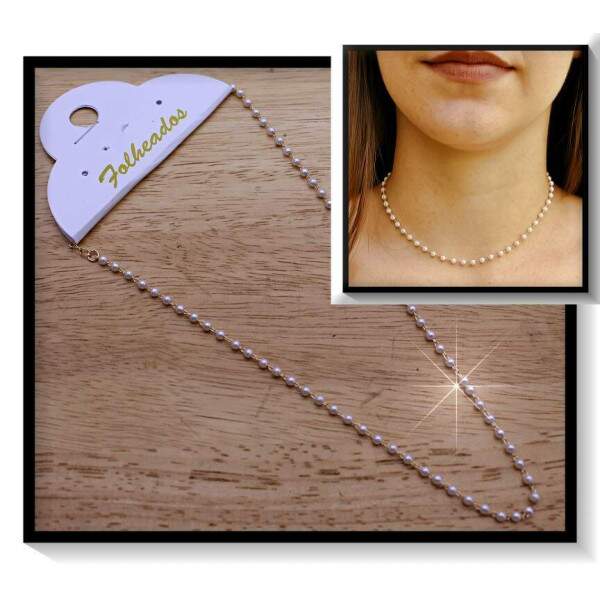 Colar Folheado Perola CF443