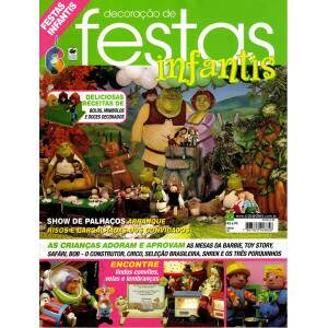 Revista Decorao de Festas Infantis edio 06 com o Shrek, Bob - O Construtor, Seleo Brasileira, Trs porquinhos, Safri, Toy Story, Barbie