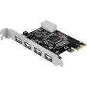 Placa Pci Express X1 Com 4 Portas Usb 2.0 Comtac 9295