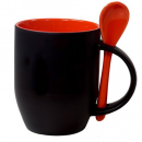 Caneca Cerâmica para Sublimação / Mágica Preta Fosca com Colher / Interior Vermelha / 1 Unidade