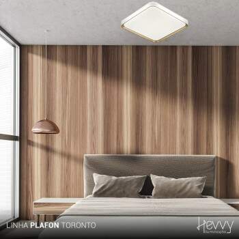 Luminria Plafon LED TORONTO Multicolor 3000K 4500K 6000K 24W LY-8821BS Preto e Dourado