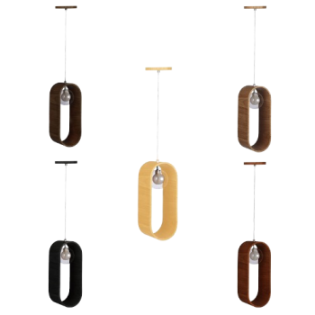 Luminria Pendente madeira SLIM oval G9