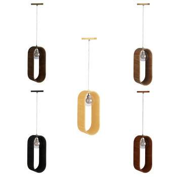 Luminria Pendente madeira SLIM oval G9