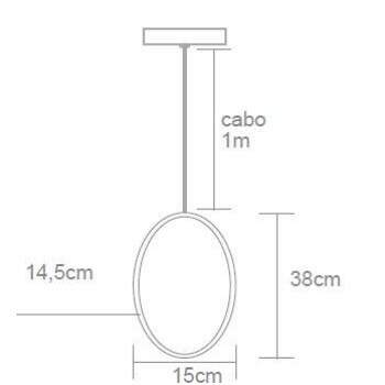 Luminria Pendente madeira SLIM oval G9