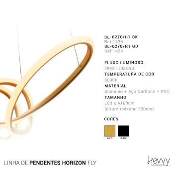 Pendente Horizon FLY Dourado PZ-270 GD