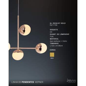 Pendente KEPNER Dourado H7 SL-0526/H7 GOLD (jaboticaba)