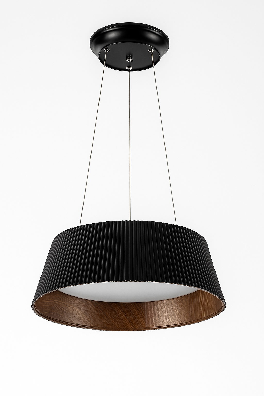 Pendente e Plafon OTTAWA 45cm 36W preto e imbuia LY-8690DX PT+IMB