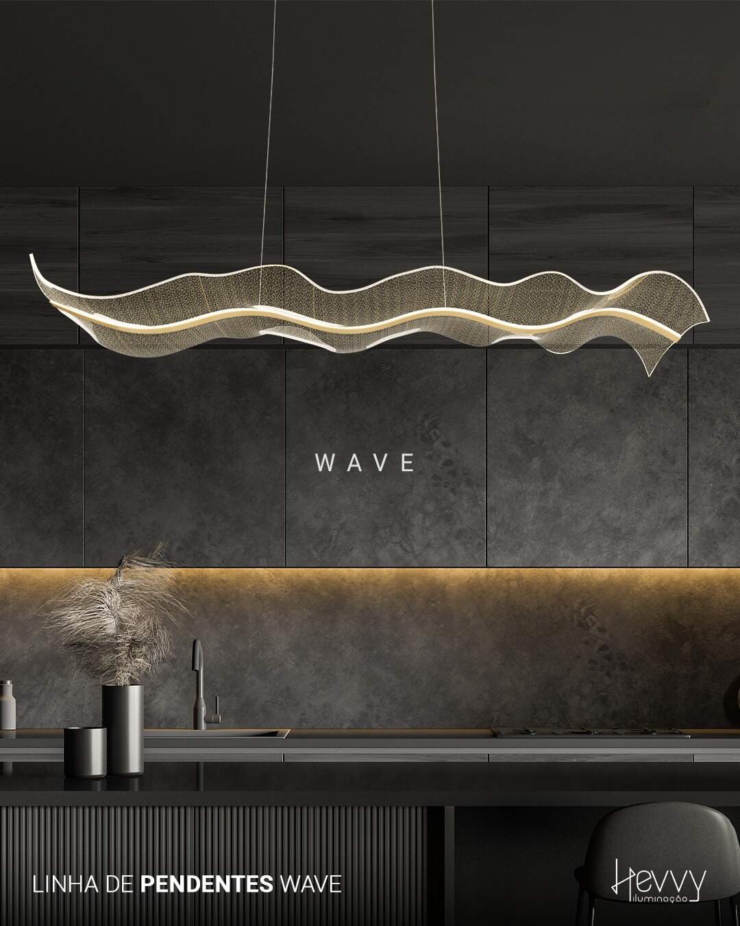 Pendente WAVE 90CM 24W 3000K Gold PZ-149/90HL1 GD