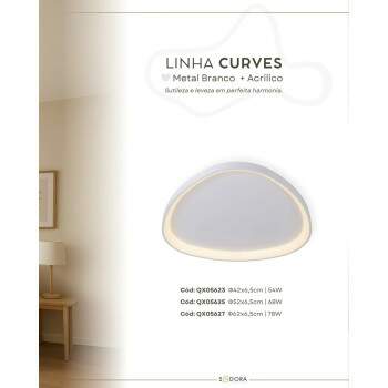 Luminria Plafon CURVES 54W Luz Indireta branco QX05623