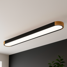 Luminria Plafon LED WOODBURY Multicolor 42W 95cm preto e madeira PZ-257/95T PT