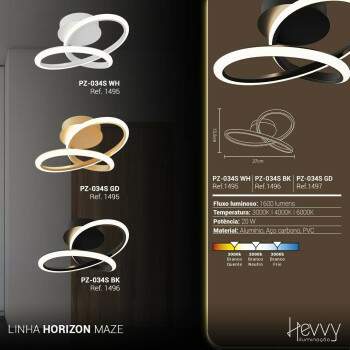 Plafon Horizon MAZE branco 27CM - Multicolor 20W PZ-034S WH