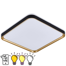 Luminria Plafon LED TORONTO Multicolor 36W LY-8821BM PT+DR Preto e Dourado