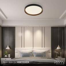 Luminria Plafon LED VANCOUVER preto e imbuia Multicolor 30W LY-9139AM PT+IMB