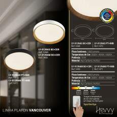 Luminria Plafon LED VANCOUVER preto e imbuia Multicolor 30W LY-9139AM PT+IMB