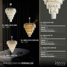 Lustre VERSAILLES dourado + cristal champagne SL-5681L/H12CHP