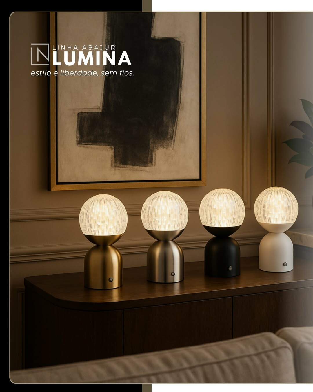 Luminária Abajur LUMINA 3W multicolor dimerizável branco DCT02536