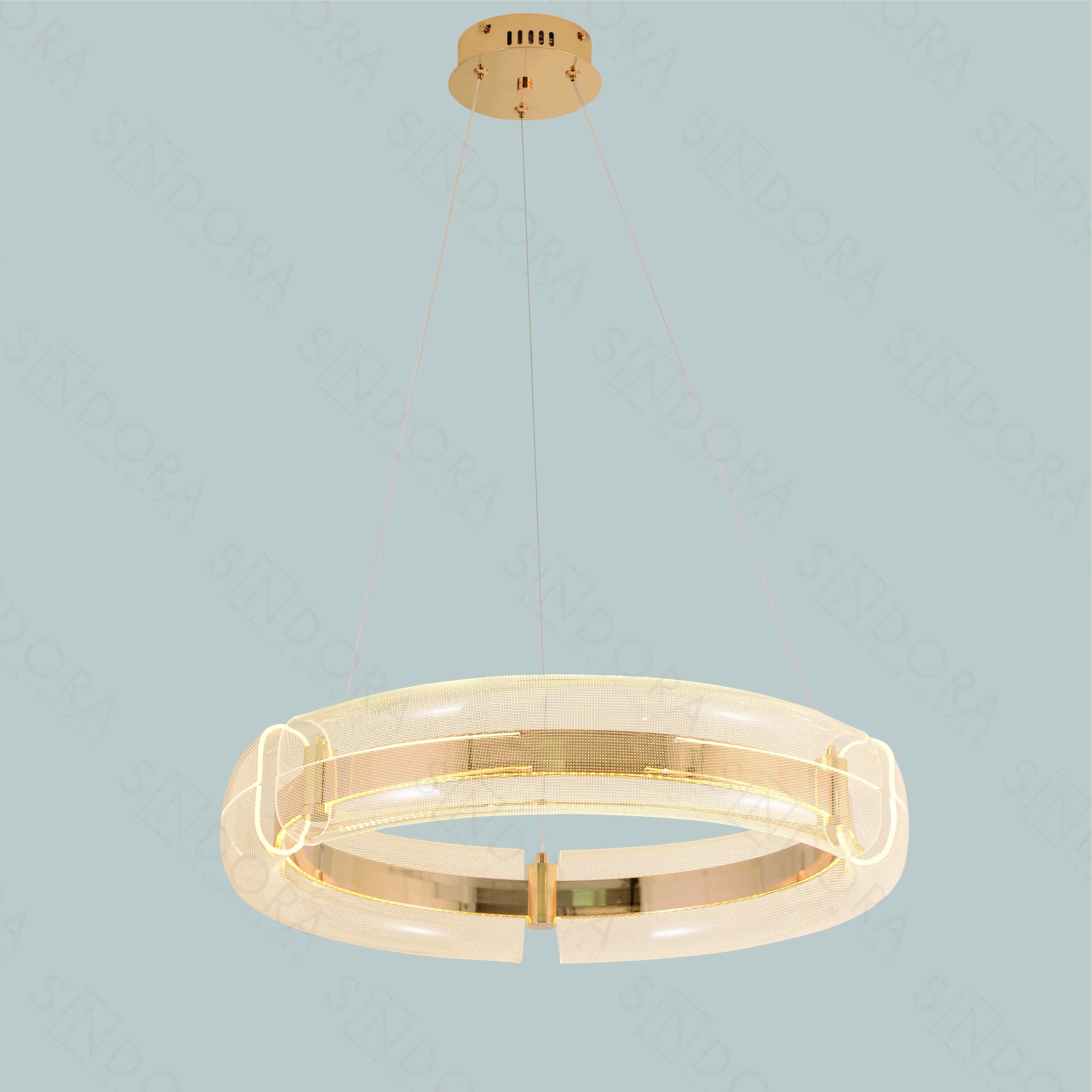 Pendente ANANDA Acrílico 60cm dourado 49w QD05216