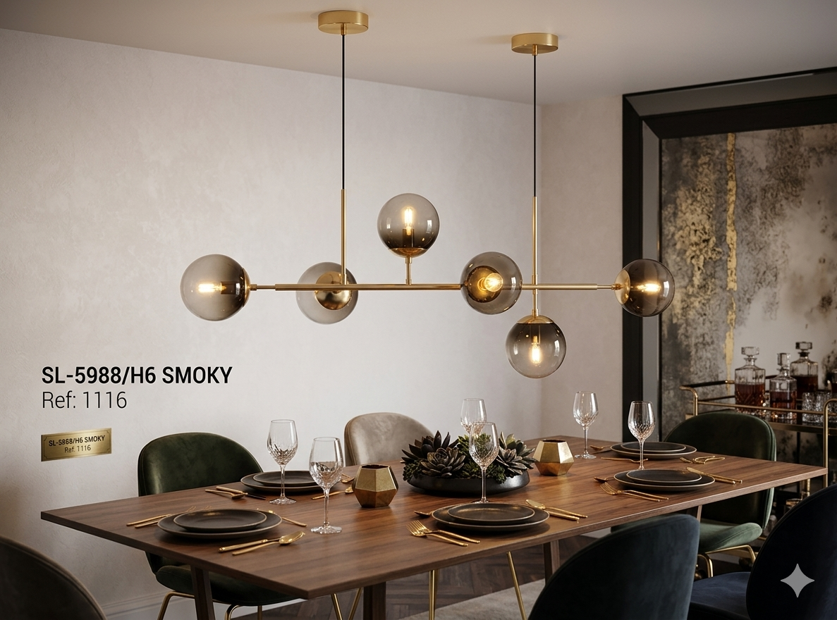 Pendente Horizontal ORTUS E14 jabuticaba SL-5988/H6 SMOKY