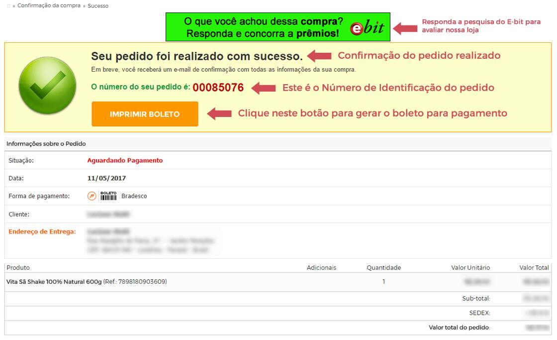 13 ? Ao clicar em finalizar você será direcionado a página de conclusão de compra, com o número do seu pedido ...