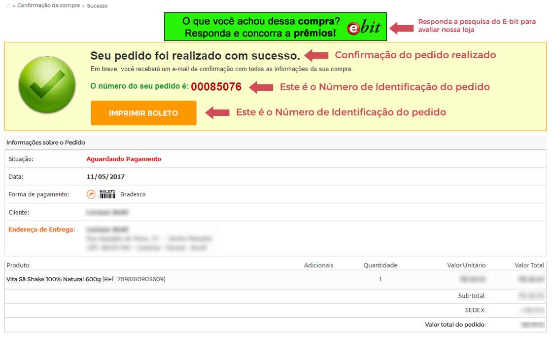 13 ? Ao clicar em finalizar você será direcionado a página de conclusão de compra, com o número do seu pedido ...