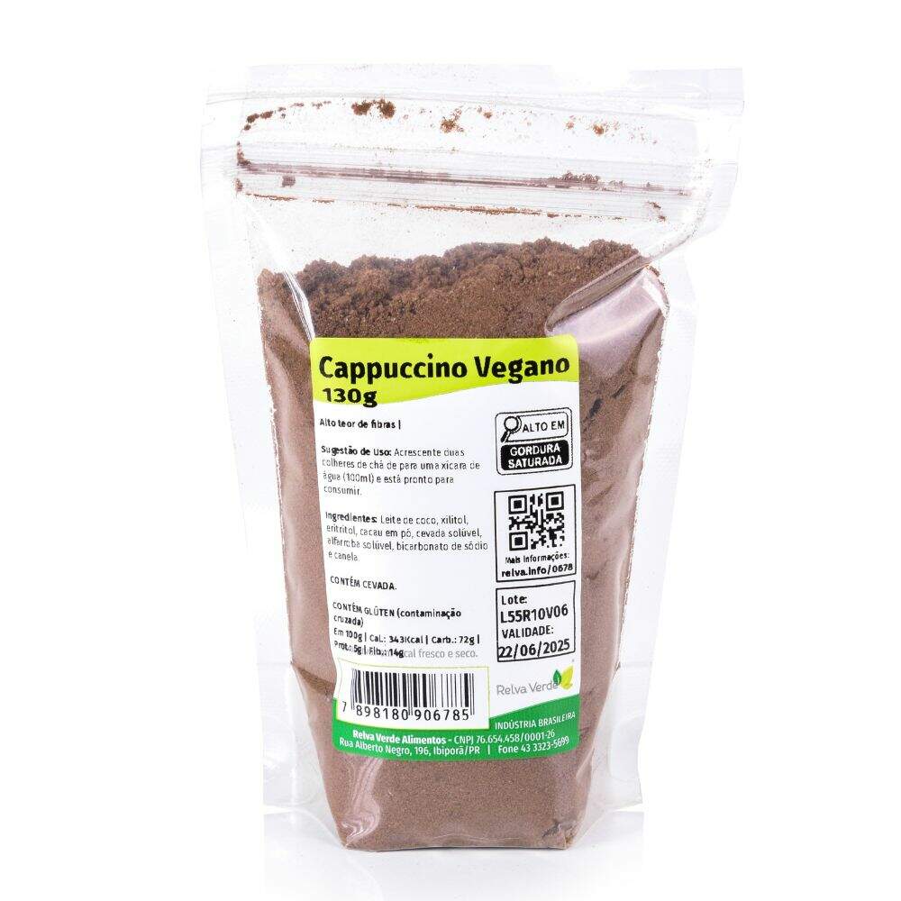 Cappuccino Vegano Sem Açúcar Relva Verde 130g