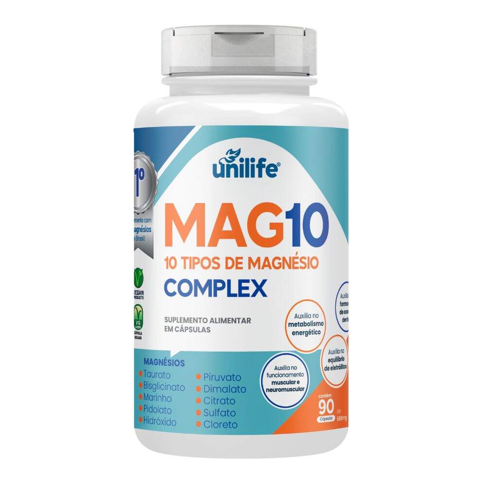 Mag10 Complex (10 tipos de Magnésio) Unilife 90 cápsulas