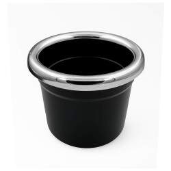 Porta Copo de Embutir Preto Borda Cromada Para Barcos